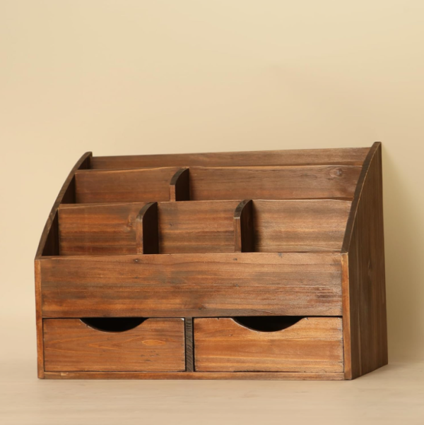 Vintage-Style Wooden Desktop Organizer